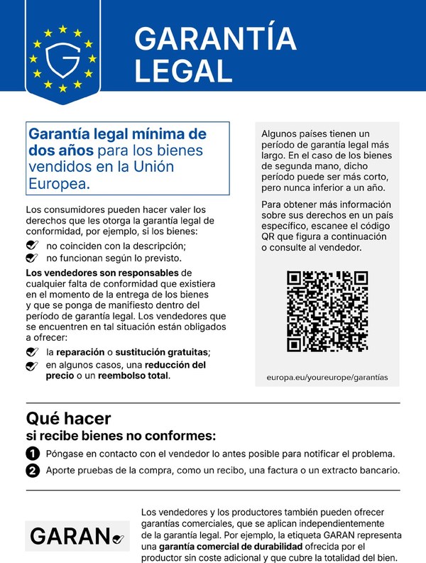 Aviso UE: garantía legal