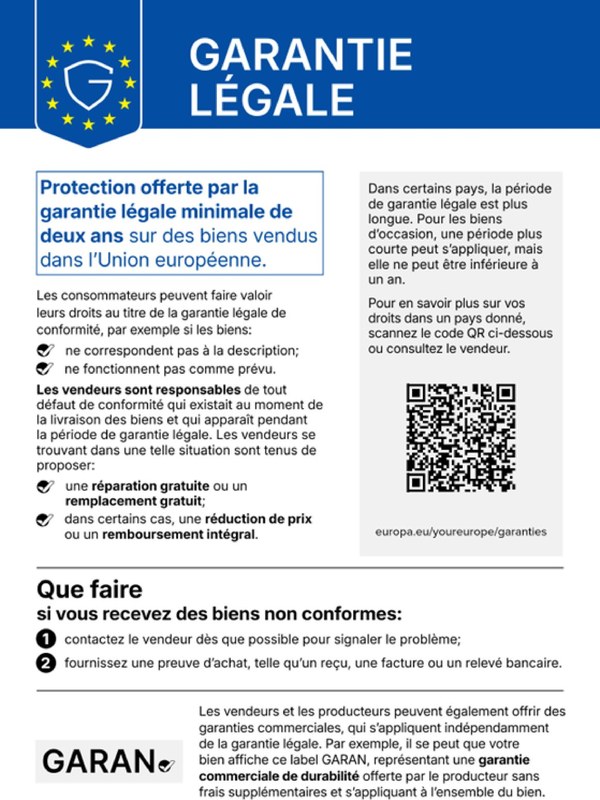 Avis UE : garantie légale